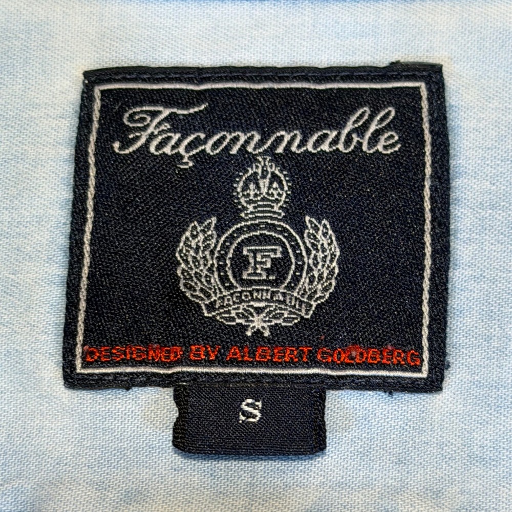Faconnable women Light Wash Denim Button Down Shirt Small Blue‎ Albert Goldberg - Picture 2 of 8